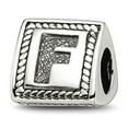 thumbnail image 1 of 925 Sterling Silver Polished Oxidized Reflections Letter Name Personalized Monogram Initial F Triangle Block Bead Charm, 1 of 2