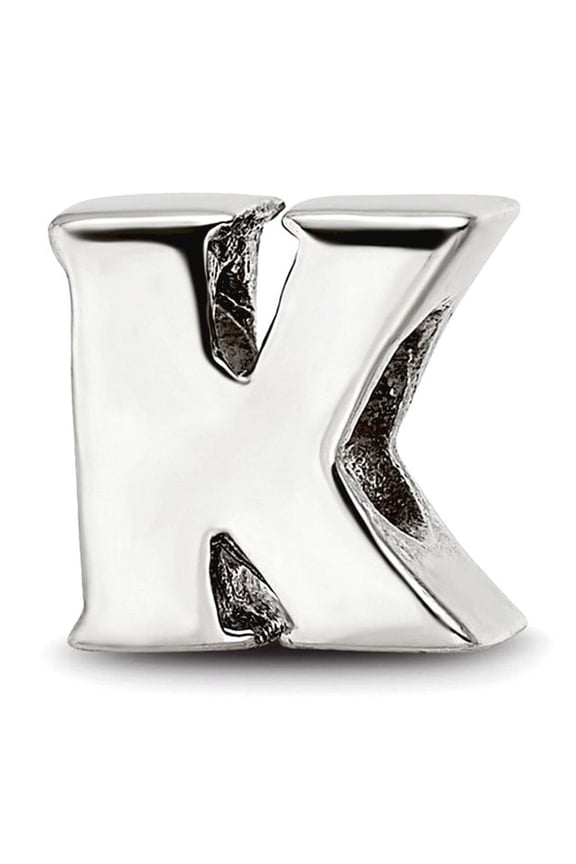925 Sterling Silver Polished Reflections SimStars Letter Name Personalized Monogram Initial K Bead Charm 8.18x8.18mm Wid