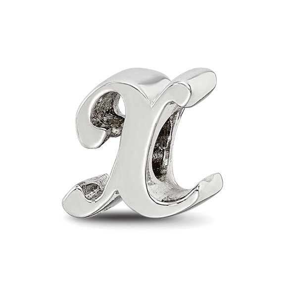 925 Sterling Silver Polished Reflections Letter Name Personalized Monogram Initial X Script Bead Charm 10.91x10.91mm Wid