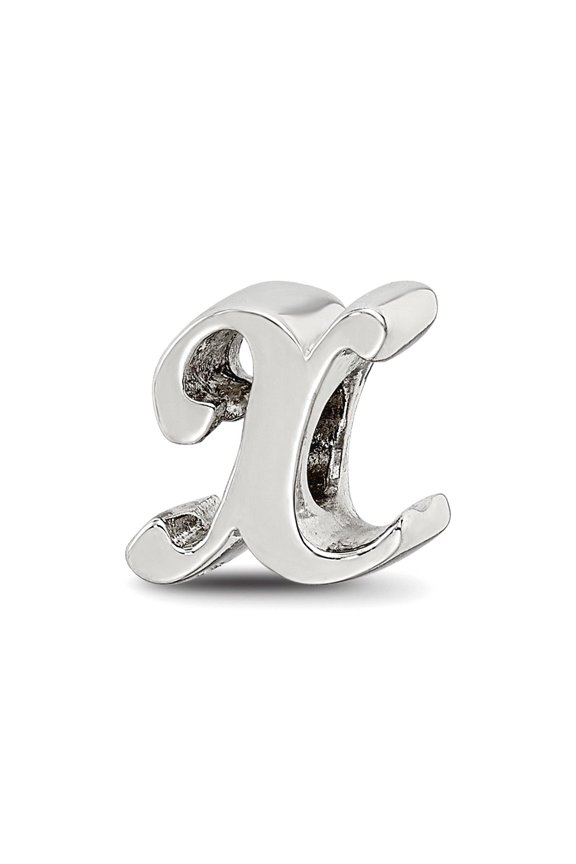 925 Sterling Silver Polished Reflections Letter Name Personalized Monogram Initial X Script Bead Charm 10.91x10.91mm Wid