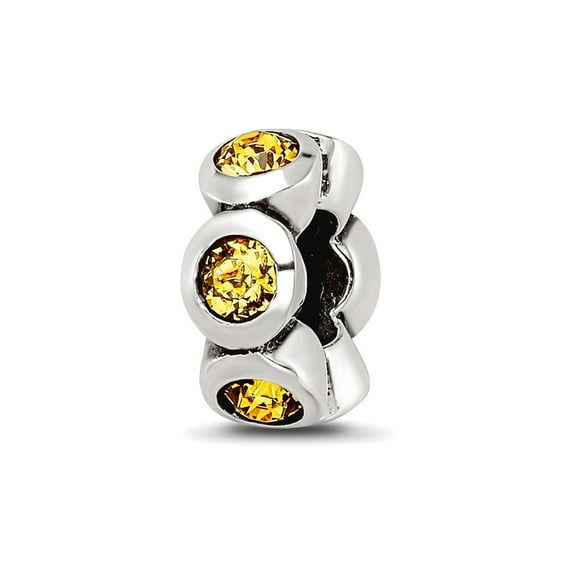 925 Sterling Silver Polished Reflections Nov Crystal Bead Charm 10.91x4.55mm Wide Pendant Necklace for Women