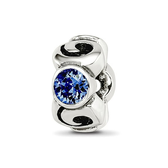 925 Sterling Silver Polished Oxidized Reflections Sept Crystal Bead Charm 10.91x5.45mm Wide Pendant Necklace for Women