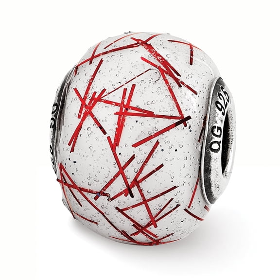 Reflection Beads Sterling Silver Reflections White w/RedConfetti Glass Bead
