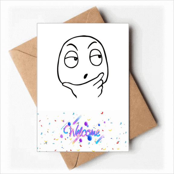 Reflection Black Cute Chat Face Pattern Welcome Back Greeting Cards Envelopes Blank