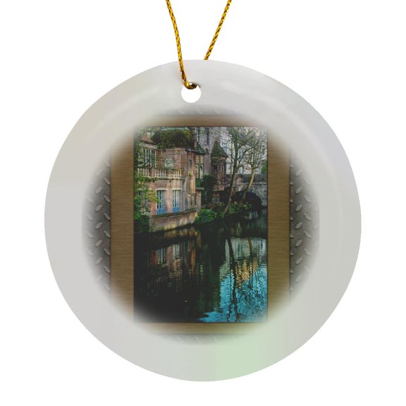 3drose, Reflection, Circle Porcelain Ornament