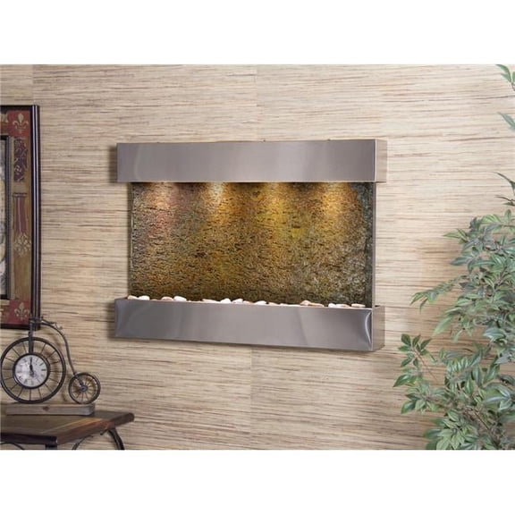 Reflection Creek Stainless Steel Multicolor Natural Slate Wall Fountain