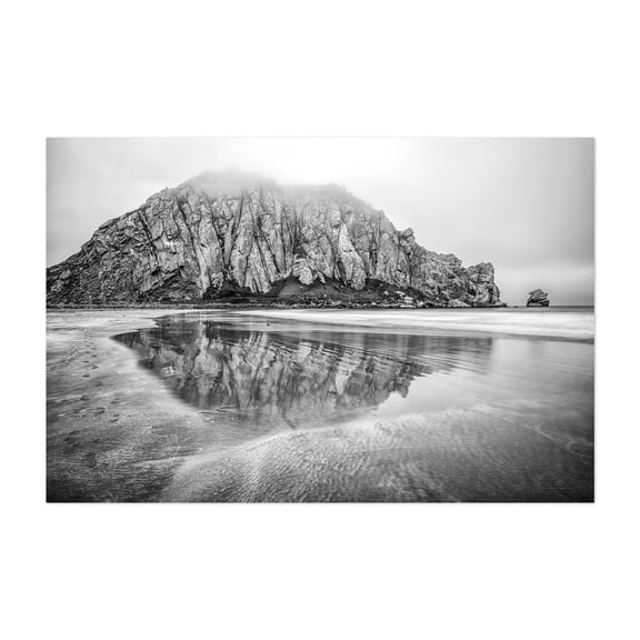 Reflection of Morro Rock - Morro Bay California Photography Black and White Seascape Coastal Beach Ocean Nature Minimalist Unframed Wall Art Print 4 x 6 inches