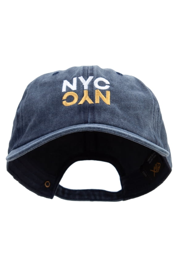 Reflection New York City Logo Embroidered Unstructured Pigment Dyed Cotton Cap - Navy OSFM