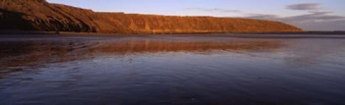 Reflection Of A Hill In Water Filey Brigg Scarborough England United Kingdom Canvas Art - Panoramic Images (15 x 5)