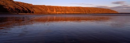 Reflection Of A Hill In Water Filey Brigg Scarborough England United Kingdom Canvas Art - Panoramic Images (38 x 12)