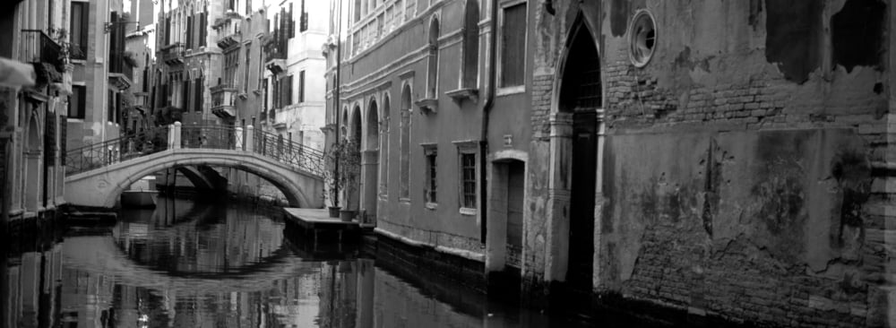 Reflection Of Buildings In Water Venice Italy Canvas Art - Panoramic Images (7 x 18)