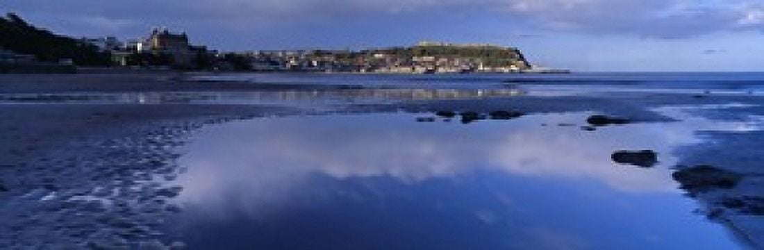 Reflection Of Cloud In Water Scarborough South Bay North Yorkshire England United Kingdom Canvas Art - Panoramic Images (18 x 6)