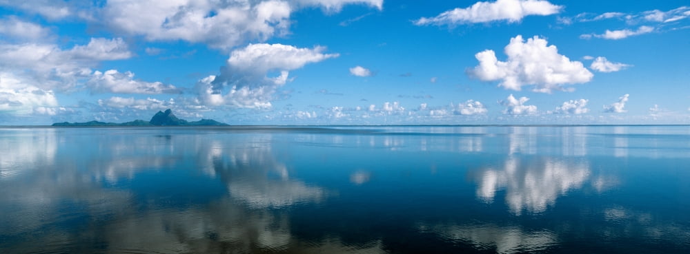 Reflection Of Clouds On Water Bora Bora French Polynesia Canvas Art - Panoramic Images (36 x 12)