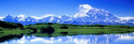 Reflection Pond Mount Mckinley Denali National Park Alaska USA Canvas Art - Panoramic Images (36 x 12)
