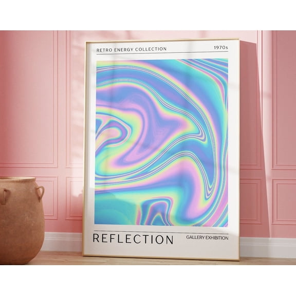 Reflection Retro Energy Print, Modern Gradient Art, Holographic Dorm Decor, Aesthetic Room Decor, Wall Art Wall Art, Modern Wall Decor, 24x36 UNFRAMED