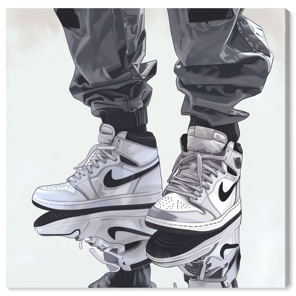 Reflection Sneakers Motivational Quotes Man Cave Canvas Wall Art by Notoriart, Gallery Wrapped, 12"x12"