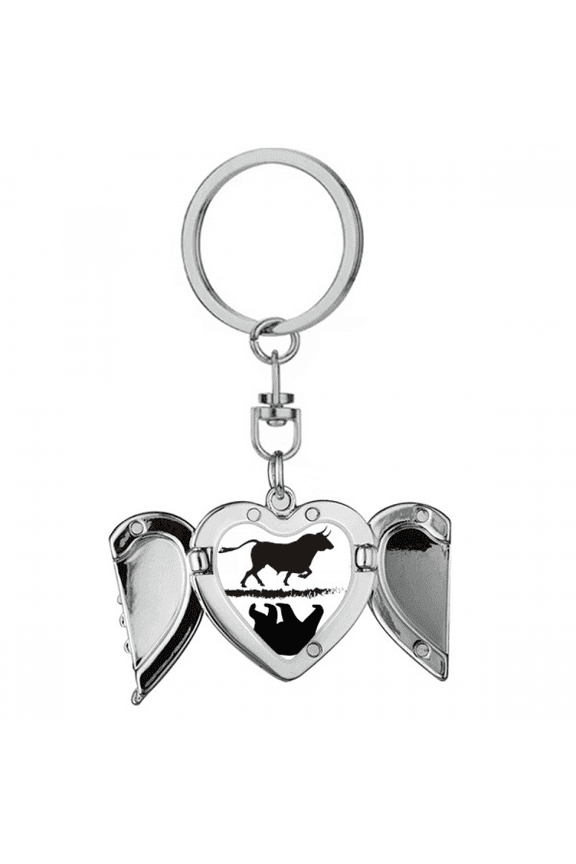 Reflection Stock Market Bull Heart Angel Wing Key Chain Holder