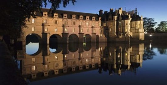 Reflection of a castle in a river Chateau De Chenonceau Indre-Et-Loire Loire Valley Loire River Region Centre France Canvas Art - Panoramic Images (24 x 12)