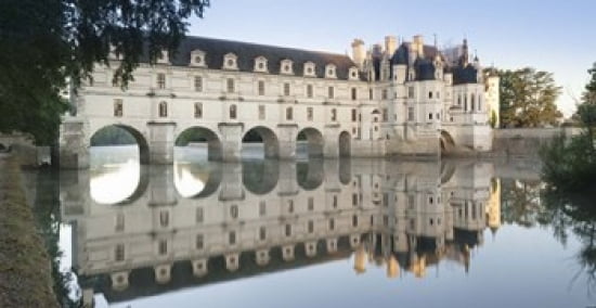 Reflection of a castle in a river Chateau De Chenonceau Indre-Et-Loire Loire Valley Loire River Region Centre France Canvas Art - Panoramic Images (24 x 12)