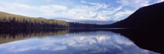 Reflection of clouds in a lake Mt Hood viewed from Lost Lake Mt Hood National Forest Hood River County Oregon USA Canvas Art - Panoramic Images (36 x 12)