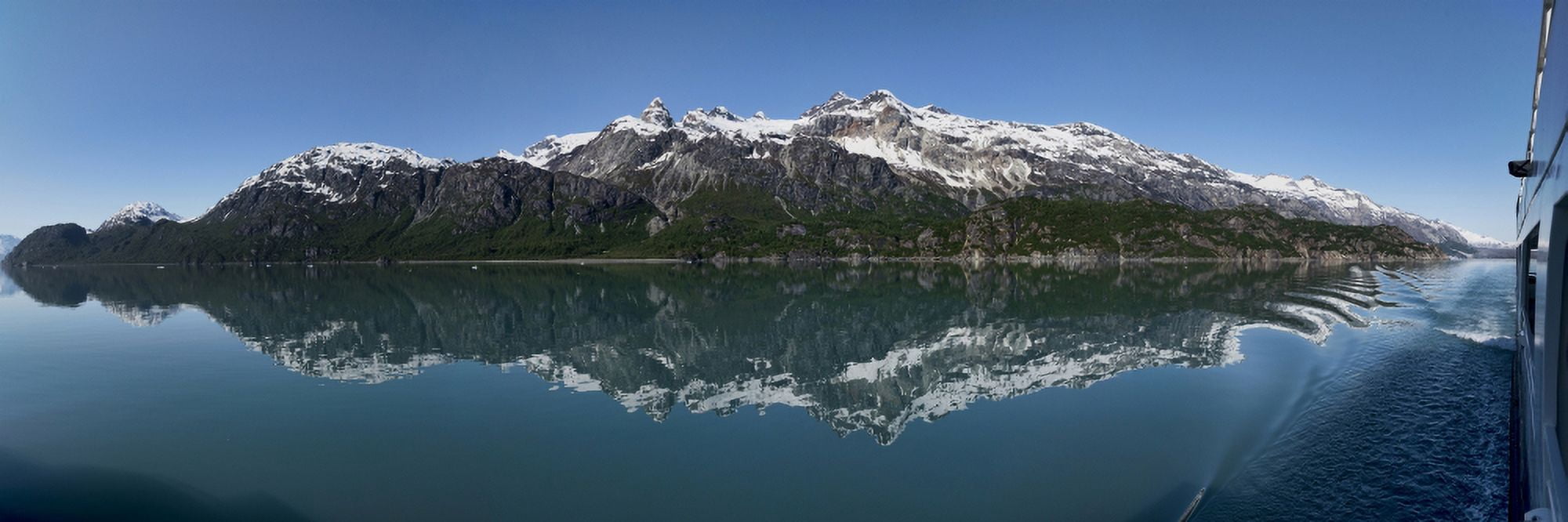 Reflection of Alaska Range in lake Southeast Alaska Alaska USA Canvas Art - Panoramic Images (27 x 9)