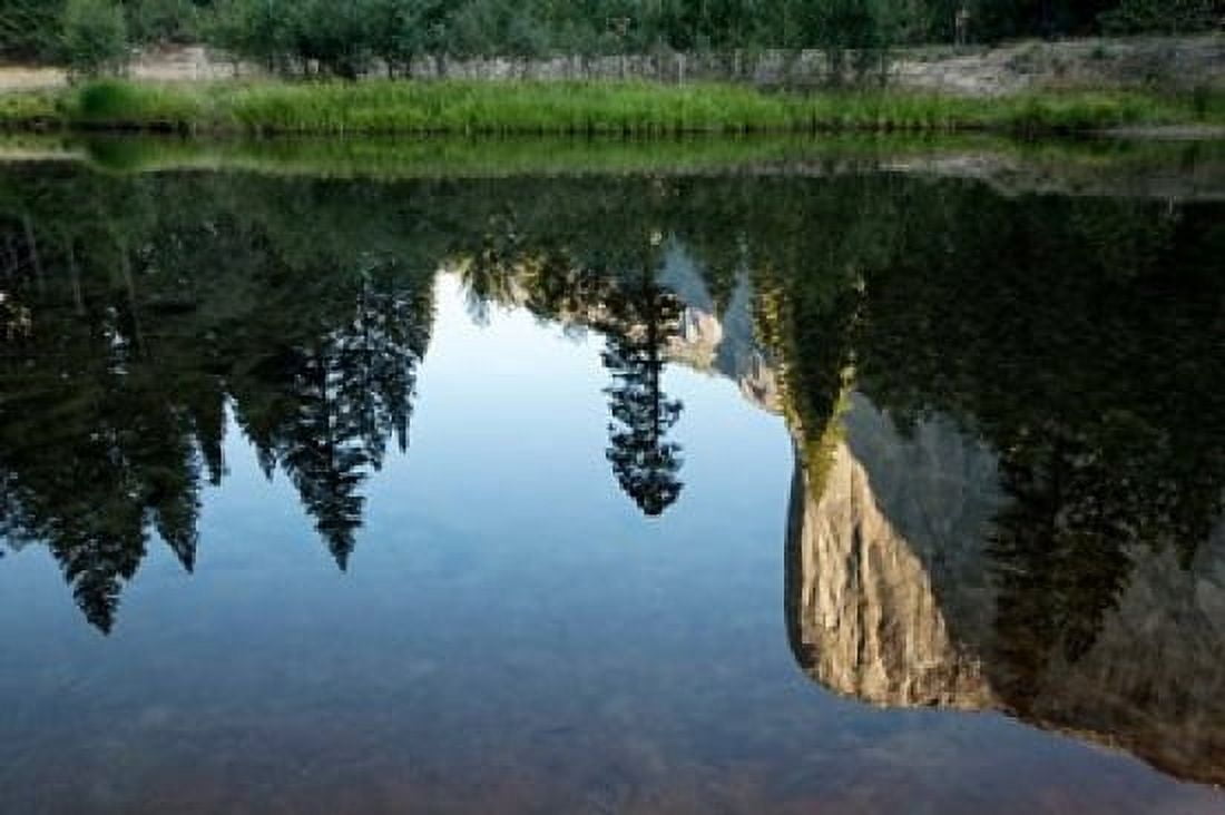 Reflection of El Capitan in Mercede River Yosemite National Park California - Horizontal Canvas Art - Jaynes Gallery DanitaDelimont (38 x 25)