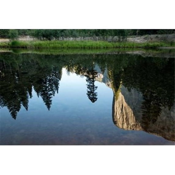 Reflection of El Capitan in Mercede River Yosemite National Park California - Horizontal Print by Jaynes Gallery