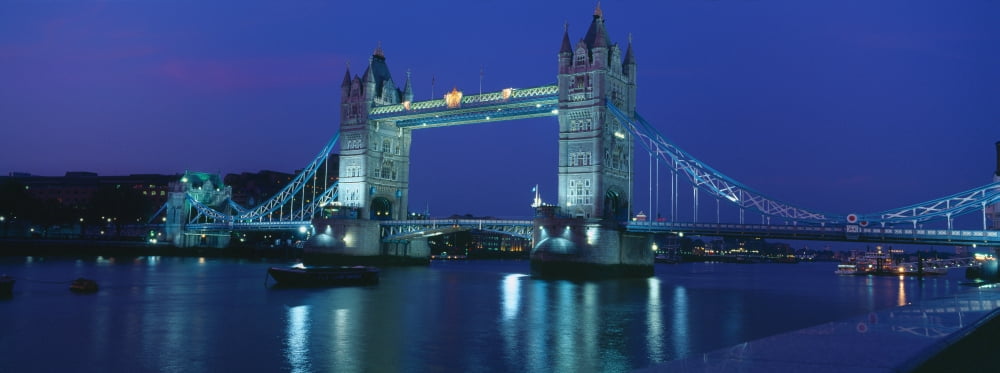 Reflection of a bridge on water Tower Bridge River Thames London England Canvas Art - Panoramic Images (27 x 9)