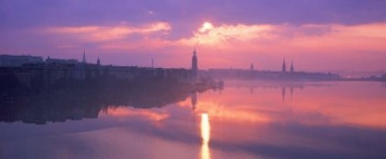 Reflection of a building in water Riddarfjarden Stockholm Sweden Canvas Art - Panoramic Images (30 x 13)