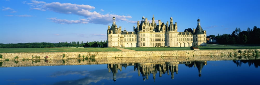 Reflection of a castle on water Chateau De Chambord Chambord Loire Valley France Canvas Art - Panoramic Images (27 x 9)
