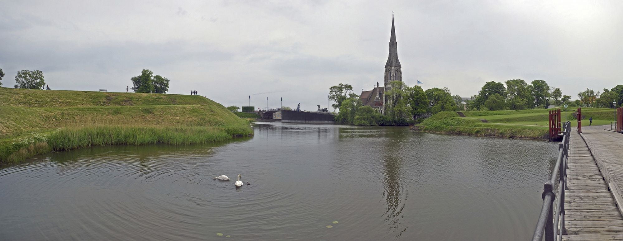 Reflection of a fortress on water Kastellet Copenhagen Denmark Canvas Art - Panoramic Images (32 x 12)