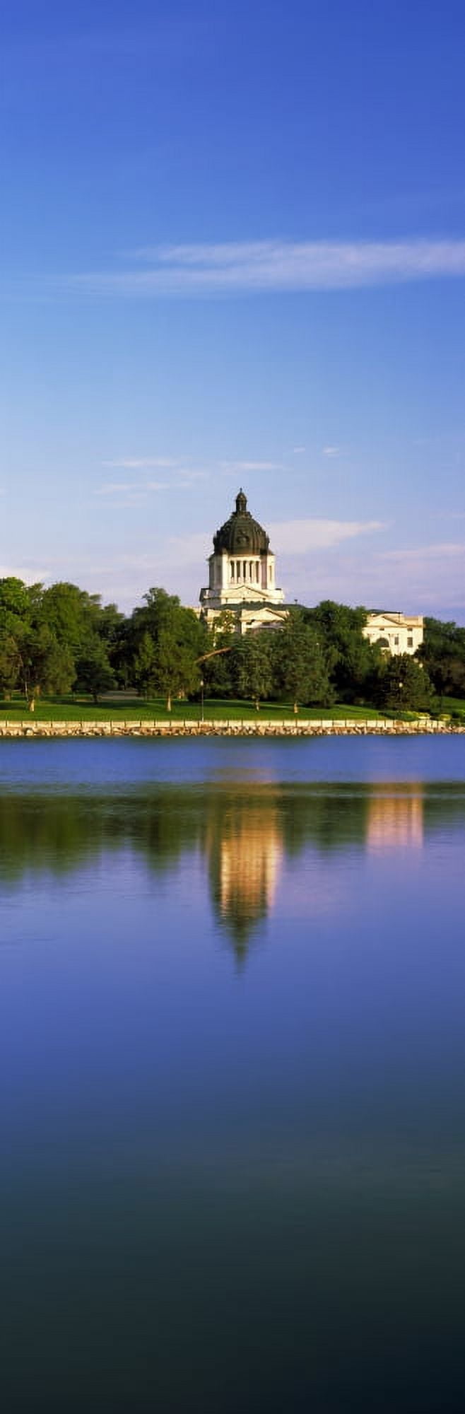 Reflection of a government building in Missouri River South Dakota State Capitol Pierre South Dakota USA Canvas Art - Panoramic Images (12 x 36)