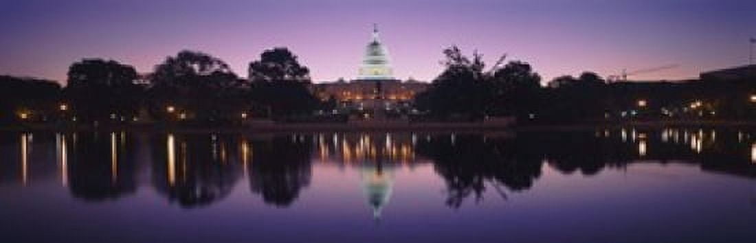 Reflection of a government building in a lake Capitol Building Washington DC USA Canvas Art - Panoramic Images (18 x 6)