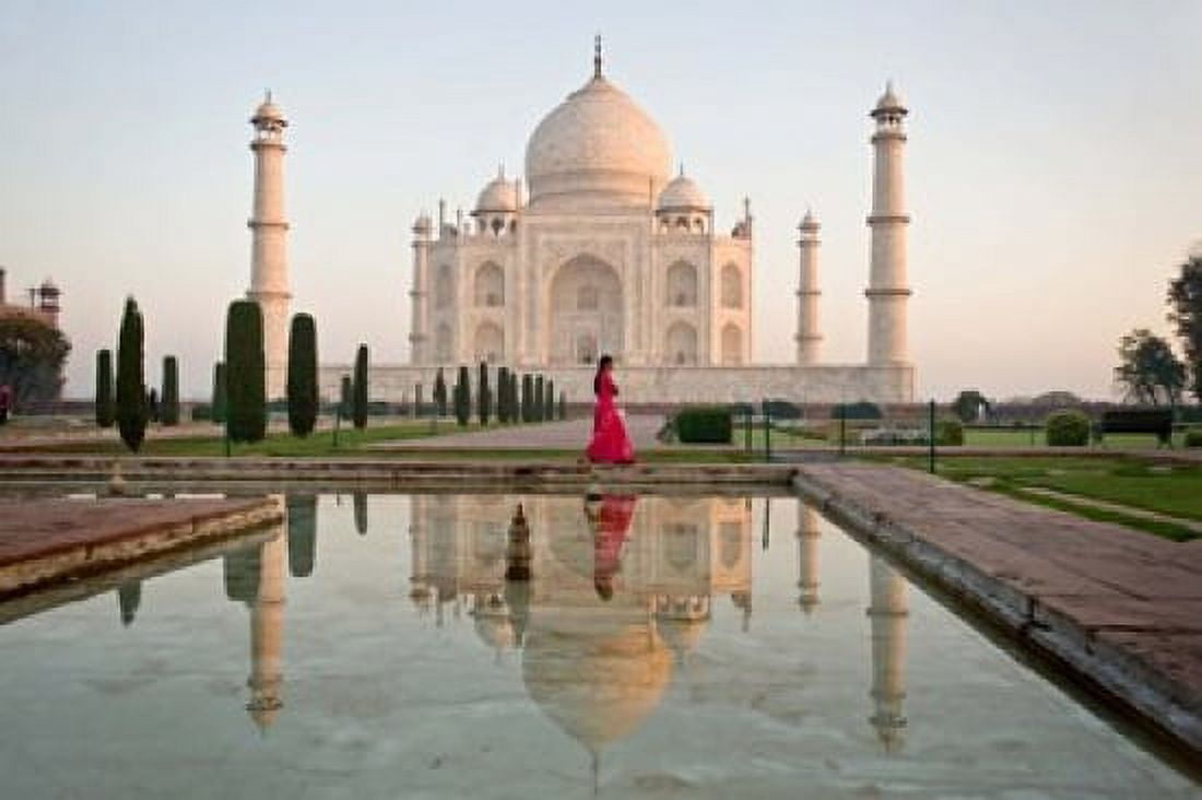 Reflection of a mausoleum in water Taj Mahal Agra Uttar Pradesh India Canvas Art - Panoramic Images (36 x 24)