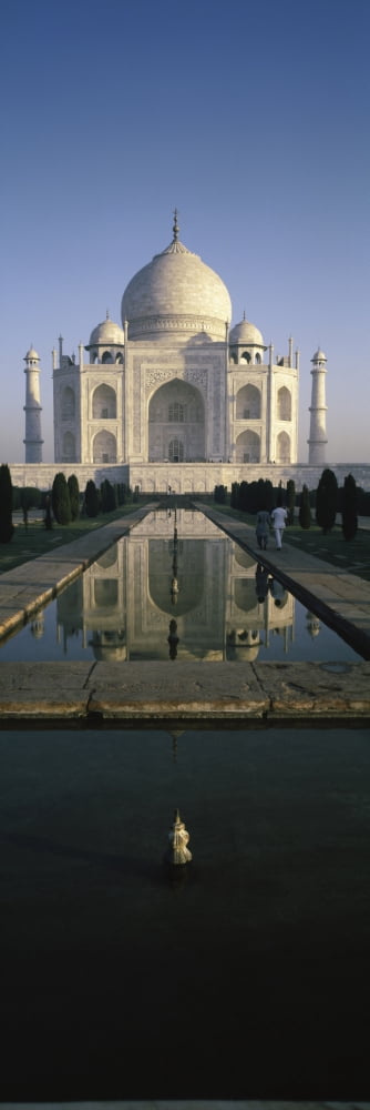 Reflection of a mausoleum in water Taj Mahal Agra Uttar Pradesh India Canvas Art - Panoramic Images (6 x 18)