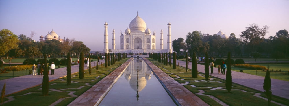 Reflection of a mausoleum on water Taj Mahal Agra Uttar Pradesh India Canvas Art - Panoramic Images (27 x 9)