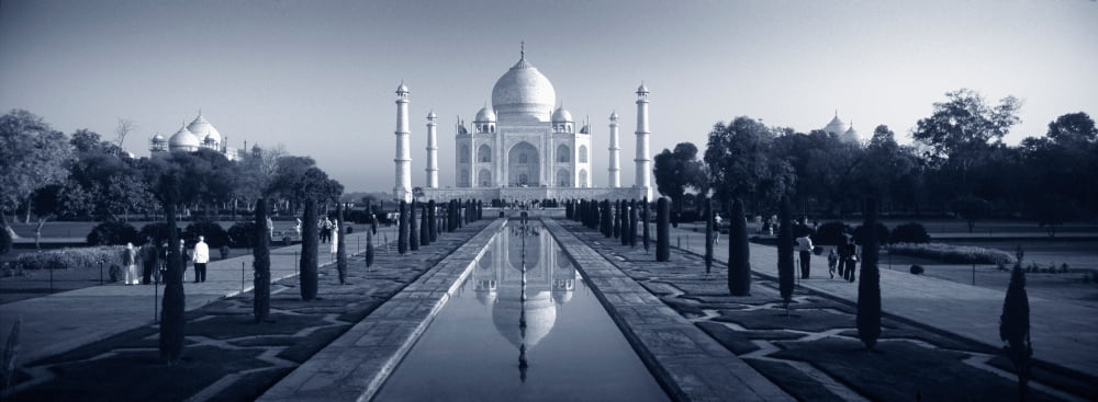 Reflection of a mausoleum on water Taj Mahal Agra Uttar Pradesh India Canvas Art - Panoramic Images (36 x 12)