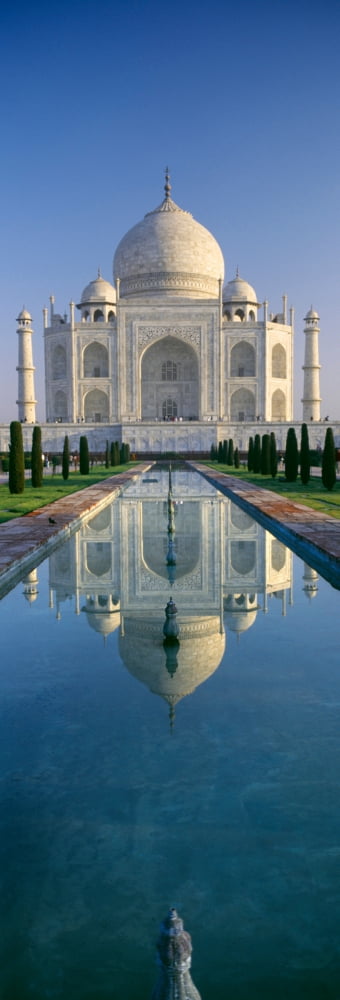 Reflection of a mausoleum on water Taj Mahal Agra Uttar Pradesh India Canvas Art - Panoramic Images (36 x 12)
