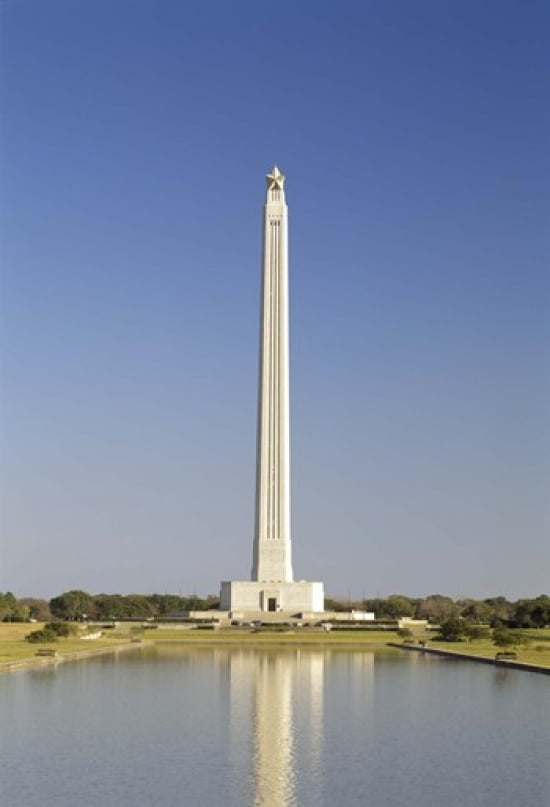 Reflection of a monument in the pool San Jacinto Monument Texas USA Canvas Art - Panoramic Images (36 x 24)