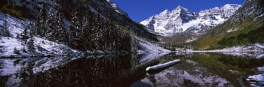 Reflection of a mountain in a lake Maroon Bells Aspen Pitkin County Colorado USA Canvas Art - Panoramic Images (18 x 6)