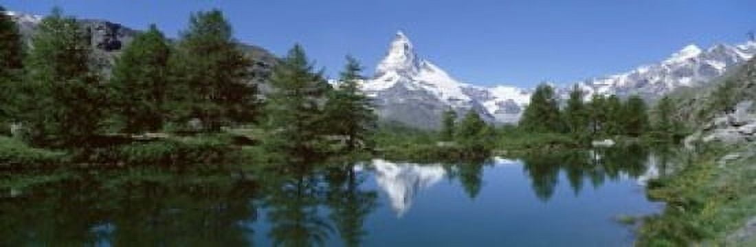 Reflection of a mountain in a lake Matterhorn Riffelsee Lake Pennine Alps Zermatt Valley Switzerland Canvas Art - Panoramic Images (18 x 6)