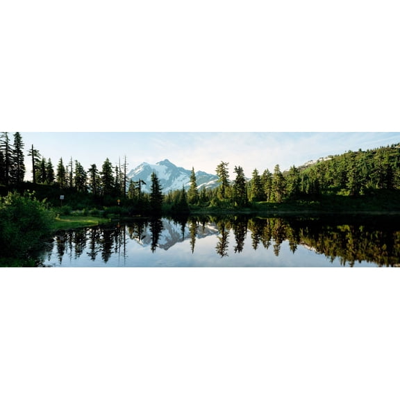 Reflection of a mountain in a lake Picture Lake Mt Shuksan North Cascades National Park Washington State USA Canvas Art - Panoramic Images (7 x 18)
