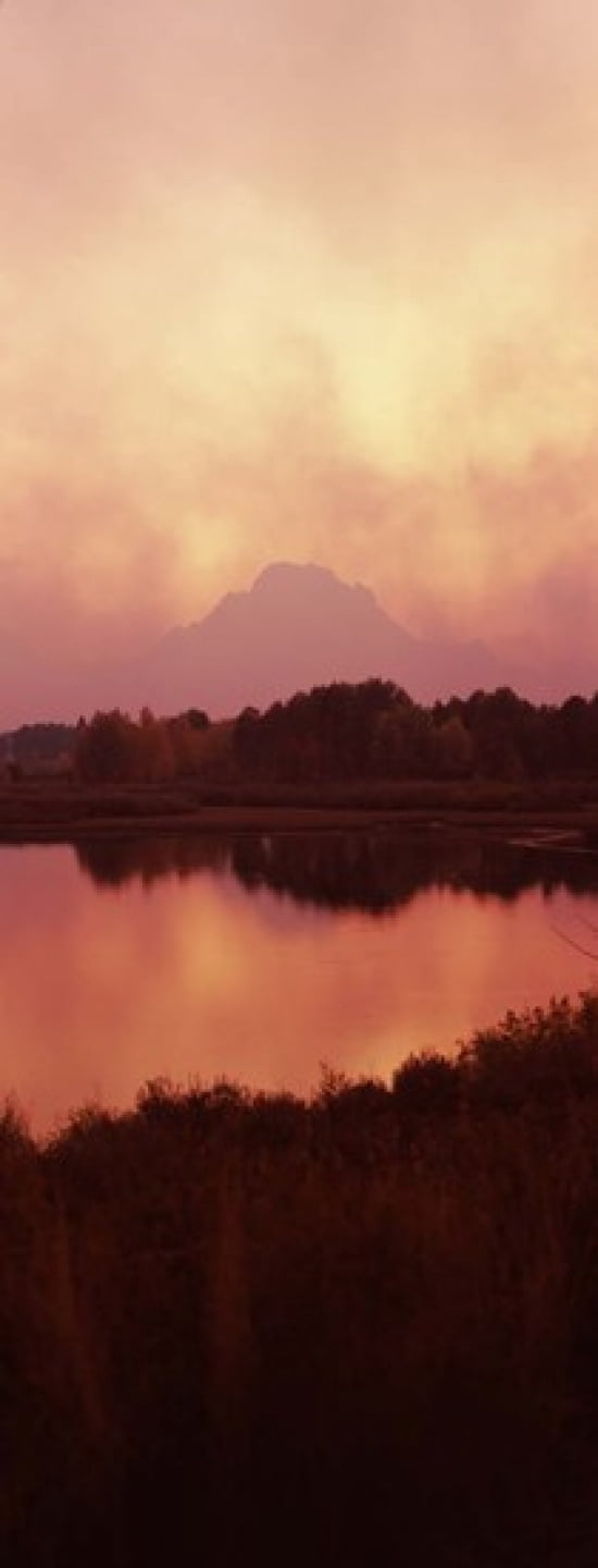Reflection of a mountain in a river Oxbow Bend Snake River Grand Teton National Park Teton County Wyoming USA Canvas Art - Panoramic Images (15 x 6)