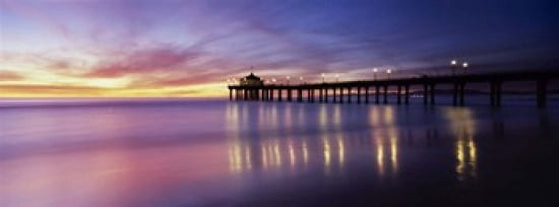 Reflection of a pier in water Manhattan Beach Pier Manhattan Beach San Francisco California USA Canvas Art - Panoramic Images (18 x 7)