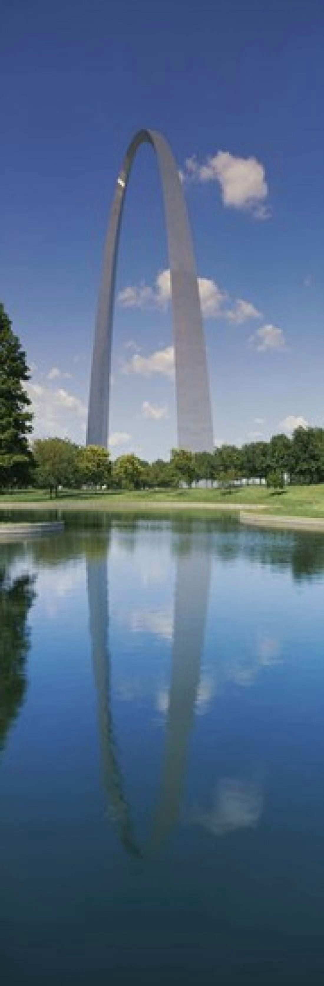 Reflection of an arch structure in a river Gateway Arch St Louis Missouri USA Canvas Art - Panoramic Images (36 x 12)
