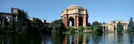 Reflection of an art museum in water Palace Of Fine Arts Marina District San Francisco California USA Canvas Art - Panoramic Images (36 x 12)