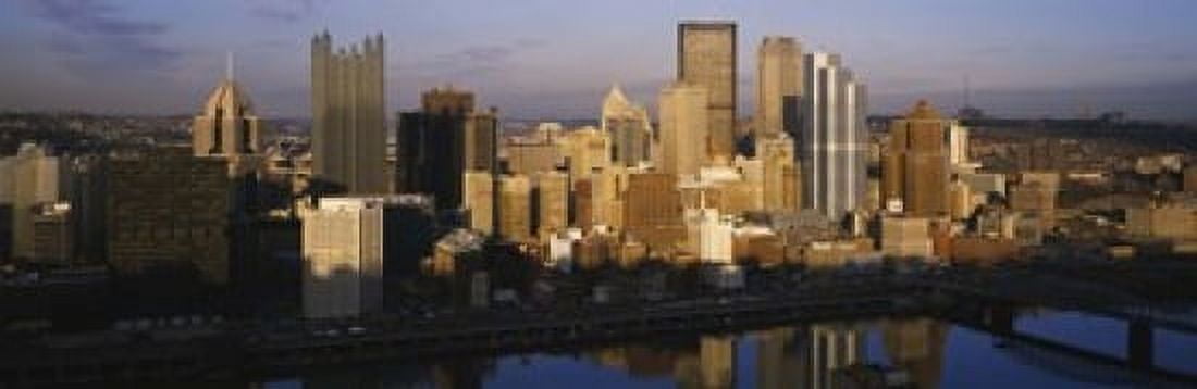 Reflection of buildings in a river Monongahela River Pittsburgh Pennsylvania USA Canvas Art - Panoramic Images (18 x 6)