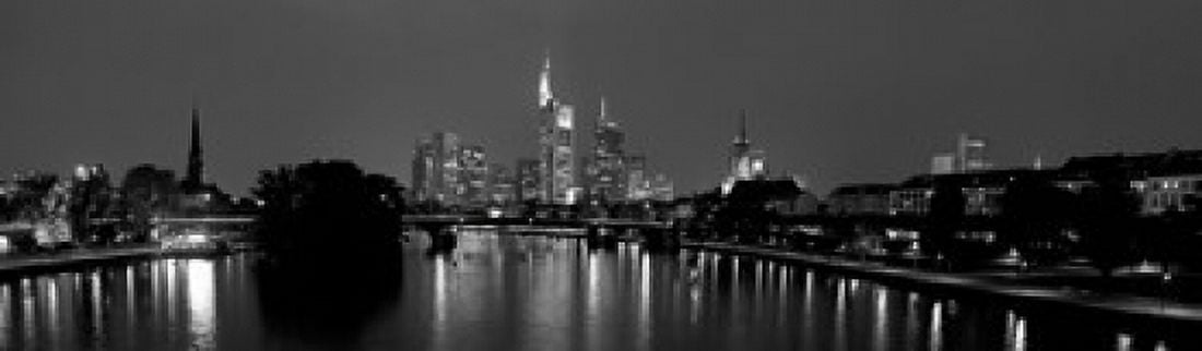 Reflection of buildings in water Main River Frankfurt Hesse Germany Canvas Art - Panoramic Images (38 x 12)