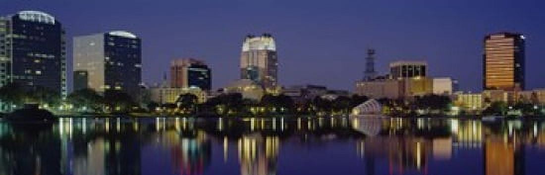 Reflection of buildings in water Orlando Florida USA Canvas Art - Panoramic Images (18 x 6)