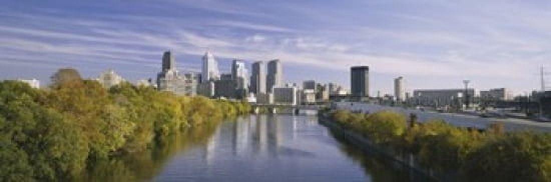 Reflection of buildings in water Schuylkill River Northwest Philadelphia Philadelphia Pennsylvania USA Canvas Art - Panoramic Images (18 x 6)